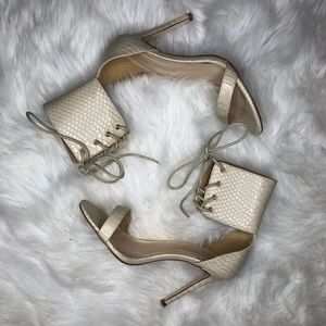 Off white snake print heels